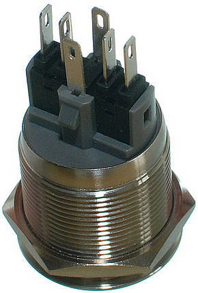 Кнопка антивандальная d25mm різьблення 22mm h32mm 6 контактів індикація, фото 3