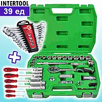 Набір ключів для авто 39ед (3/8) + набір ключів 12 шт. + набір викруток 6 шт., SLK