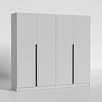 Шафа двостулкова біла довга на чотири двері з полицями прямої сучасної Urban 2400 Урбан ДСП 16 Luxe Studio