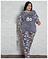 Флісова тепла жіноча піжама великих розмірів + махра SNC Туреччина батал, фото 2