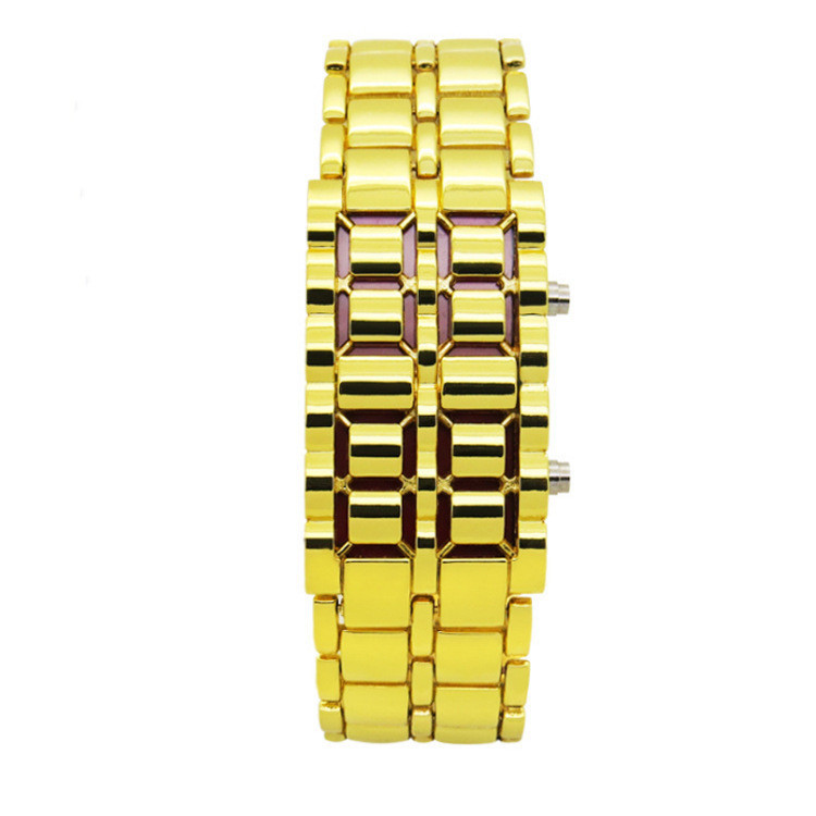Годинник-браслет Iron Samurai LED Watch золотистий з червоними світлодіодами (IBW012YR)