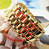 Годинник-браслет Iron Samurai LED Watch золотистий з червоними світлодіодами (IBW012YR), фото 7