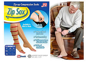 Компресійні гольфи на змійці Zip Sox зменшення набряклості ніг бежевий S/M, фото 1