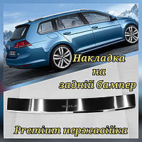 Накладка на Бампер с загибом VOLKSWAGEN GOLF VII VARIANT *2012- Фольксваген Гольф 7 Универсал Premium НЕРЖ