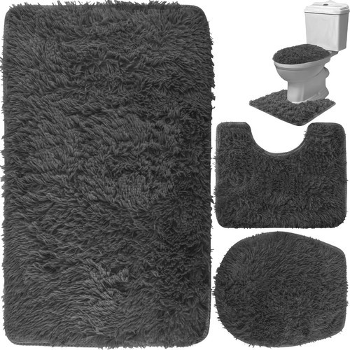 Набір килимків  для ванної кімнати 3в1 сірий травка Ruhhy