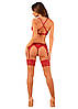 Панчохи червоні Obsessive Lacelove stockings XS/S, фото 5