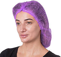 Одноразова шапочка фіолетова, 100 шт