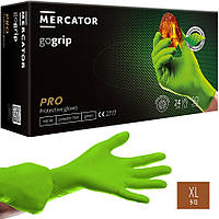 Нитриловые перчатки XL (9-10) - прочные GoGrip Mercator Medical, плотность 9.9 г. - зеленые (50шт/25пар)