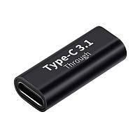 Адаптер перехідник прямий USB Type-С 3.1 F/F 10Gbps eXpert Type-2 Black, метал