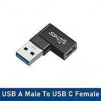 Перехідник кутовий USB Male — Type-С 3.1 Female 10Gbps eXpert Type-8 Black (метал)