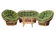 Комплект плетеной мебели из натурального ротанга диван Мамасан, 2 кресла Папасан и столик