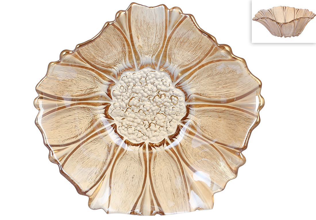 Блюдо скляне Flower 18.5*7см, колір - амбер 992-108 ТОВАР ВІД ВИРОБНИКА ТРЕНД!