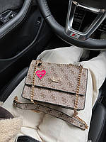 Женская сумка клатч Guess Mini Bag Beige (бежевая) AS251 подарочная очень красивая стильная сумочка на длинной