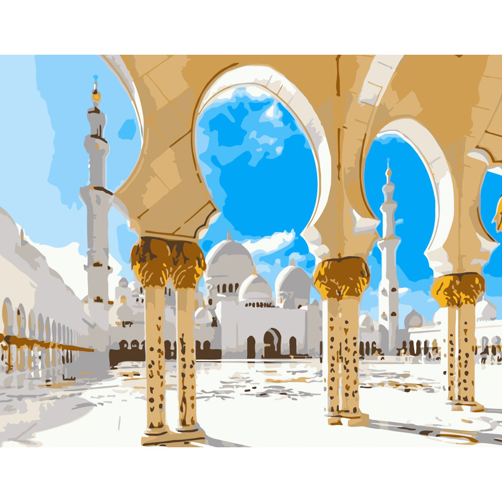 Картина за номерами Strateg ПРЕМІУМ Білосніжна мечеть розміром 40х50 см (DY113)
