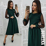 Трикотажна сукня з сіткою на рукавах, фото 3