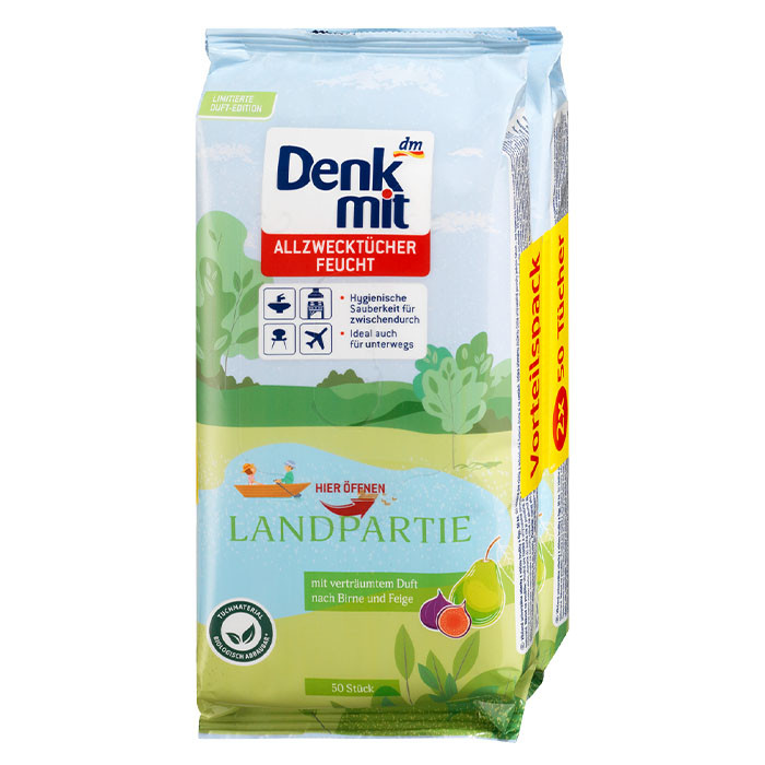 Вологі серветки для прибирання Denkmit Landpartie 2*50 шт, фото 1
