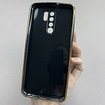 Чохол для Xiaomi Redmi 9 чохол із золотою окантовкою на телефон сяомі редмі 9 чорний h7y, фото 3