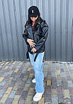 Косуха авіатор чорна жіноча оверсайз фактура «квадрат», фото 3