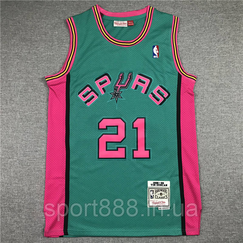 Баскетбольна зелена майка Тім Данкан Сан Антоніо Duncan 21 San Antonio Spurs 1998-1999