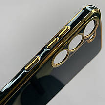 Чохол для Samsung Galaxy S23 Plus глянцевий із золотою окантовкою чохол на самсунг с23 плюс чорний h7y, фото 4