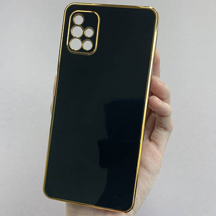 Чохол для Samsung Galaxy A51 глянцевий із золотою окантовкою чохол на телефон самсунг а51 чорний h7y, фото 1