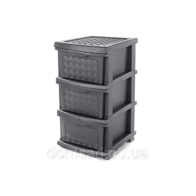 Комод пластиковий R-Plastic "Компакт Плюс" сірий металік ящиків: 3, фото 1