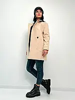 Кашемірове пряме жіноче демісезонне пальто з кишенями