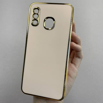 Чохол для Samsung Galaxy A20 глянцевий із золотою окантовкою чохол на телефон самсунг а20 пудровий h7y, фото 1