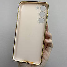 Чохол для Samsung Galaxy S23 Plus глянцевий із золотою окантовкою чохол на самсунг с23 люс пудровий h7y, фото 3