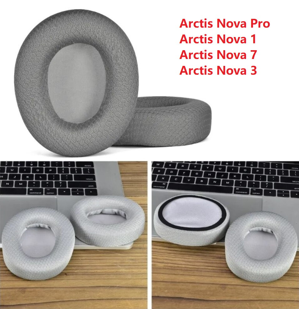 Амбушури SteelSeries Arctis Nova Pro Arctis Nova 1 Arctis Nova 7 Arctis Nova 3 Nova 7X 7P Тканинні Білі, фото 1