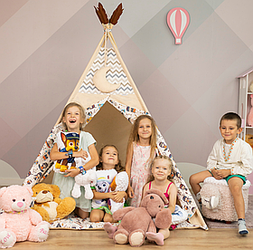 Великий Вігвам Дитячий, з Індіанцями, повний комплект, 150х150х200см, бежевий NEW