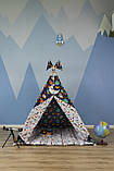 Великий Дитячий Вігвам Космос, Повний набір, 150х150х200см, підвіска місяць та прапорці - у подарунок NEW, фото 3