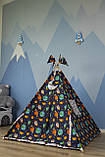 Великий Дитячий Вігвам Космос, Повний набір, 150х150х200см, підвіска місяць та прапорці - у подарунок NEW, фото 4