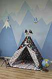 Великий Дитячий Вігвам Космос, Повний набір, 150х150х200см, підвіска місяць та прапорці - у подарунок NEW, фото 2