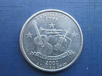 Монета квотер 25 центов США 2002 Р Теннесси музыкальные инструменты