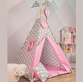 Вігвам Для Дівчинки, Рожевий із Зірочками, Повний Комплект, підвіска сердечко в подарунок NEW