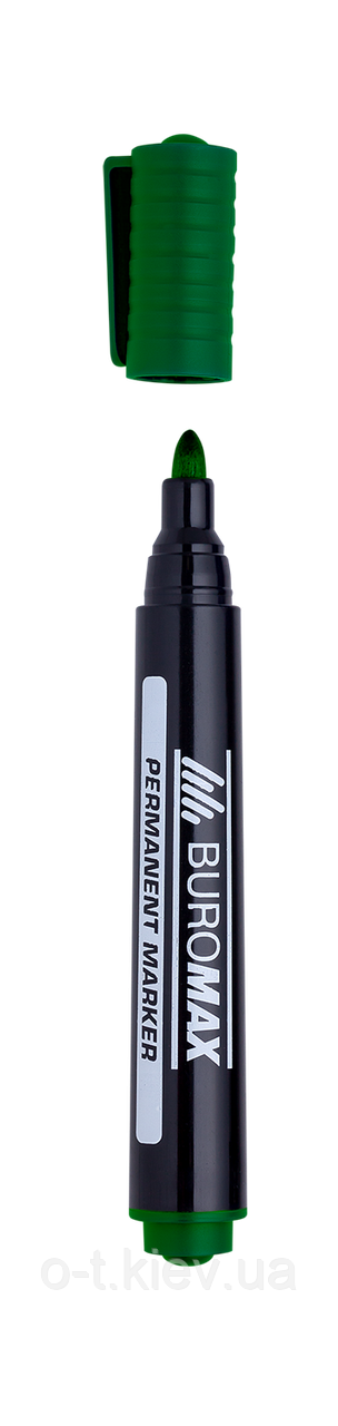 Маркер Buromax водостійкий, зелений, 2-4 мм, спиртова основа BM.8700-04, фото 1