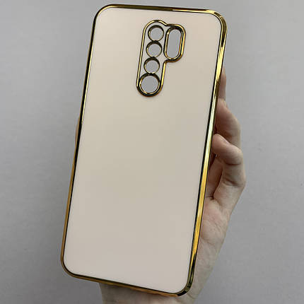 Чохол для Xiaomi Redmi 9 чохол із золотою окантовкою на телефон сяомі редмі 9 пудровий h7y, фото 1