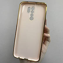Чохол для Xiaomi Redmi 9 чохол із золотою окантовкою на телефон сяомі редмі 9 пудровий h7y, фото 3