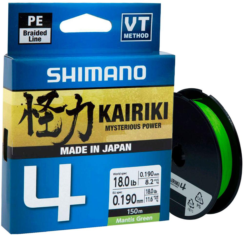 Шнур Shimano Kairiki 4 PE (Mantis Green) 150m 0.215mm 16.7kg