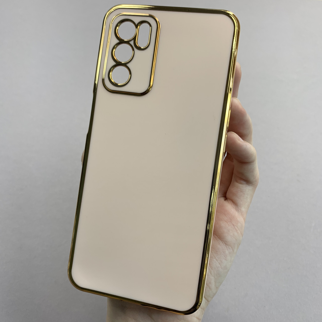 Чохол для Oppo A16 глянцевий із золотою окантовкою чохол на телефон оппо а16 пудровий h7y