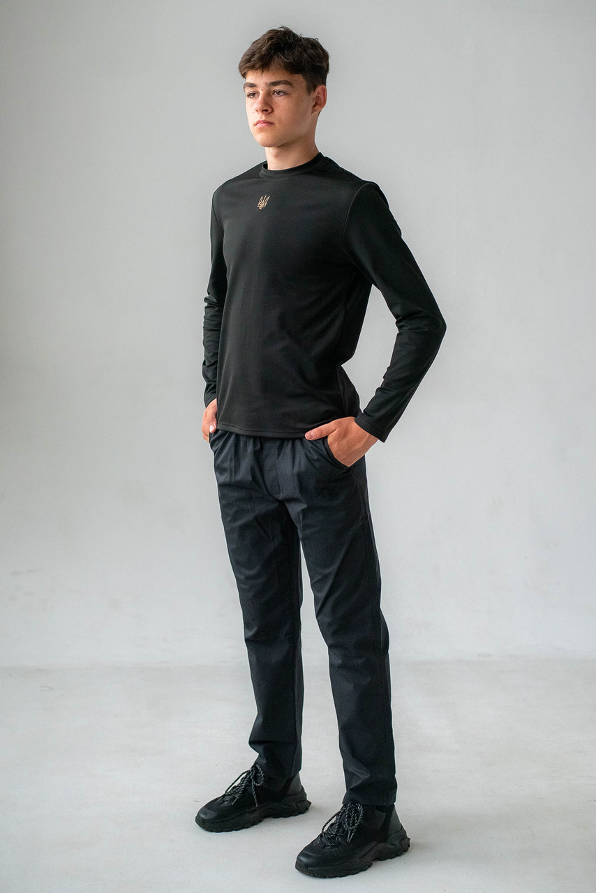 Костюм чоловічий: лонгслів та штани карго (чорний), фото 1