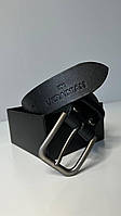 Чоловічий стильний ремінь із класичною пряжкою в подарунковій коробці, універсальний брючний пояс у чорному кольорі