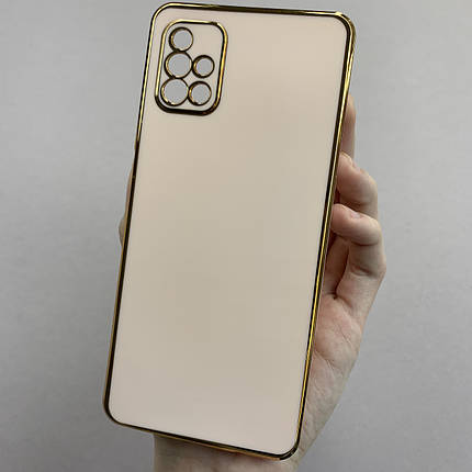 Чохол для Samsung Galaxy A51 глянцевий із золотою окантовкою чохол на телефон самсунг а51 пудровий h7y, фото 1