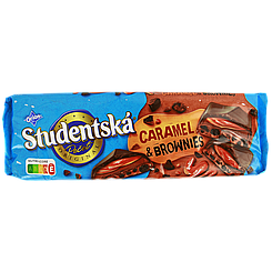 Шоколад чорний з карамеллю і брауні Студентська Studentska caramel&brownies 240g 13шт/ящ (Код: 00-00014938)