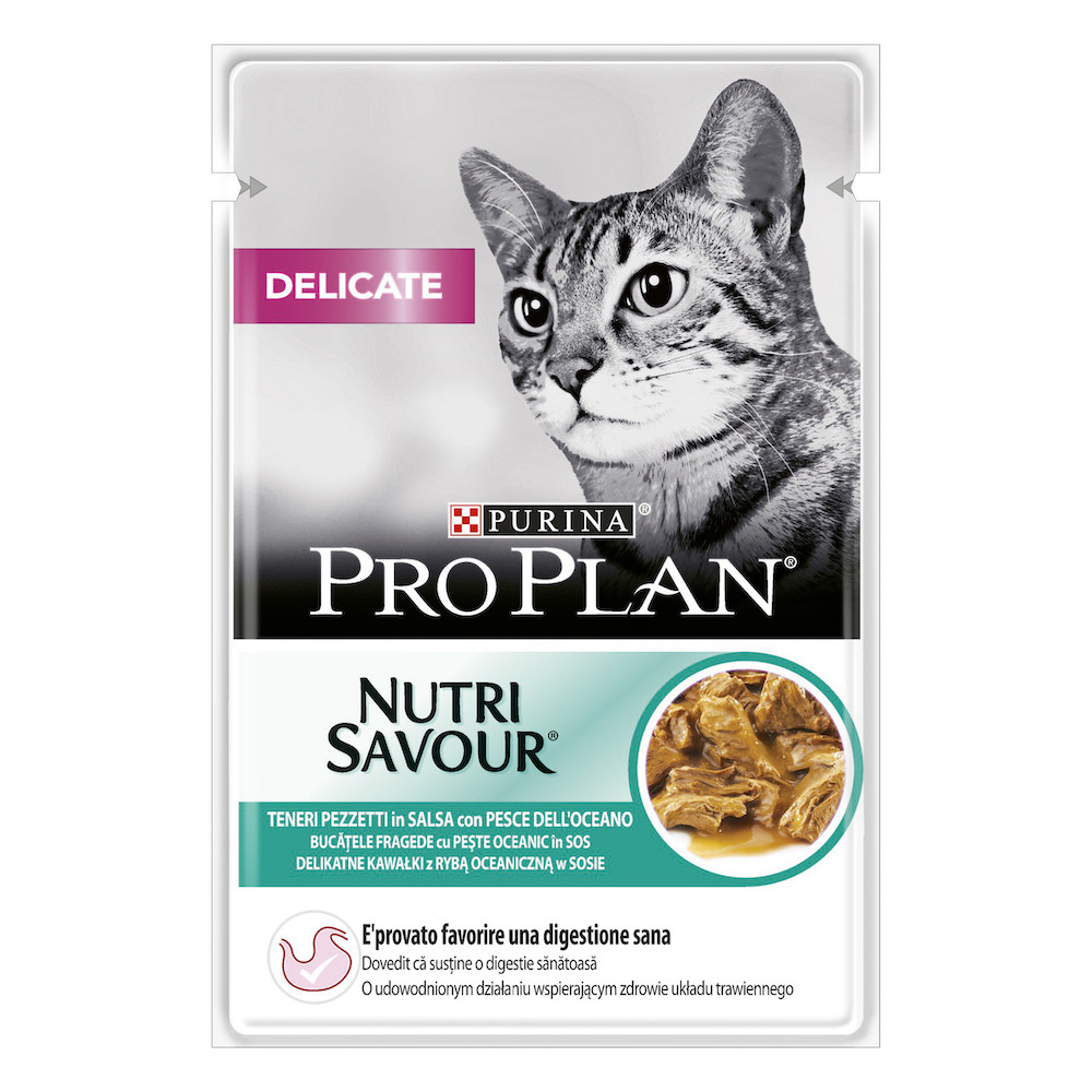 Purina Pro Plan Delicate Nutrisavour Шматочки з рибою для кішок з чутливим травленням (85 г)