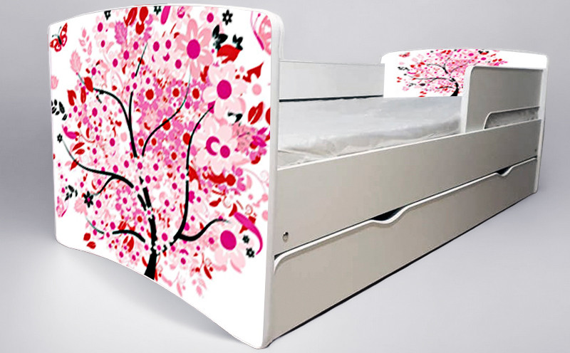 Ліжко для дівчинки Квіткове Дерево, дитяче ліжко з бортиками Кіндер Кул 1700Х800