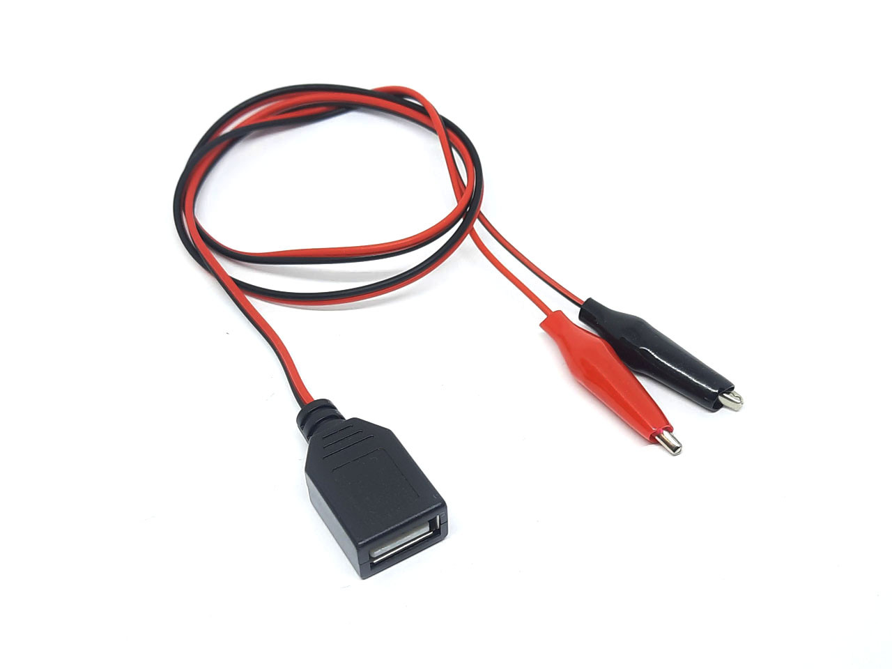 USB гніздо з проводами 60 см та затискачами типу крокодил, фото 1