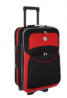 Валіза тканинна на колесах дорожня для подорожей великого розміру міцна чорно-червона Bonro Style