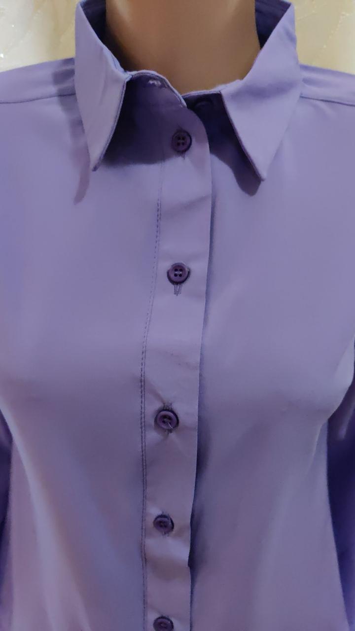 Класична однотонна жіноча офісна сорочка з довгим рукавом. Розмір 44,46,52